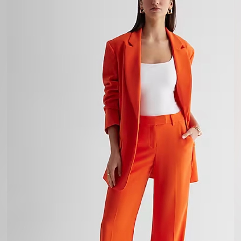 Express Editor Boyfriend Blazer - Orange - MEDIUM